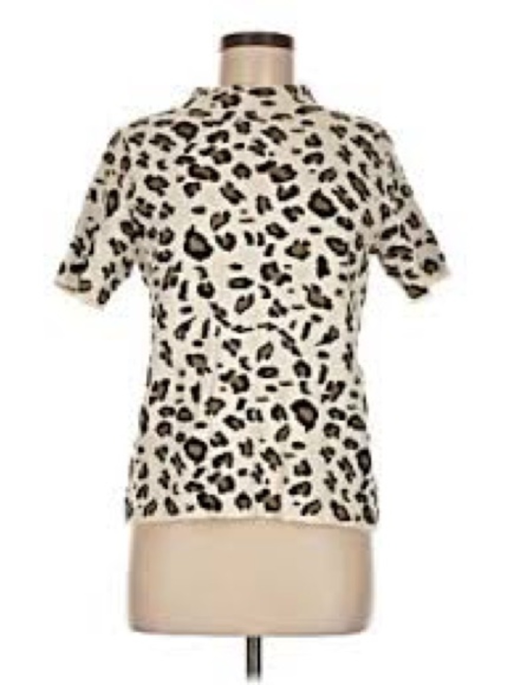 Leopard Print Short Sleeve Top in Cream and Black